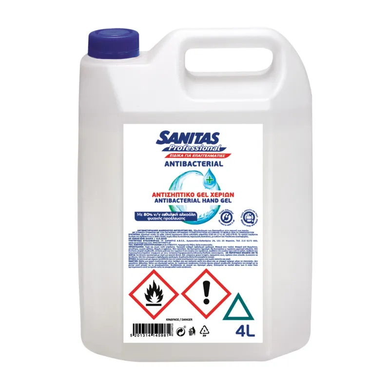 Antibacterial Αντισηπτικό Gel χεριών sanitas 4lt